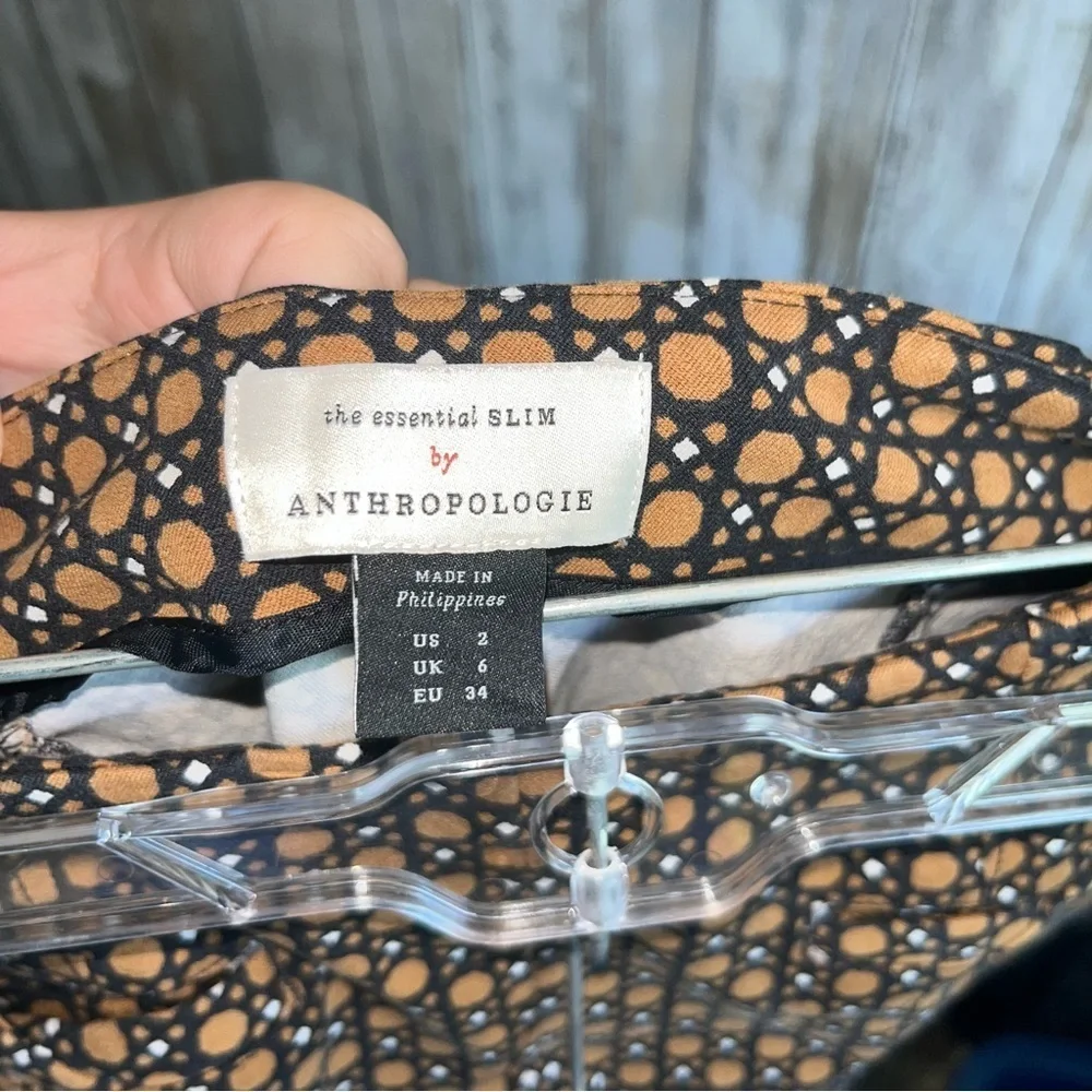 Anthropologie The Essential Slim In Brown Motif Pants - Picture 7 of 7
